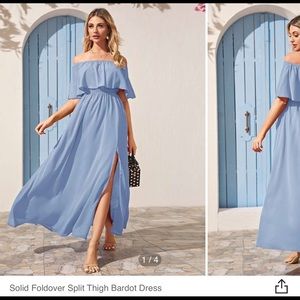 Blue Off the Shoulder Dress